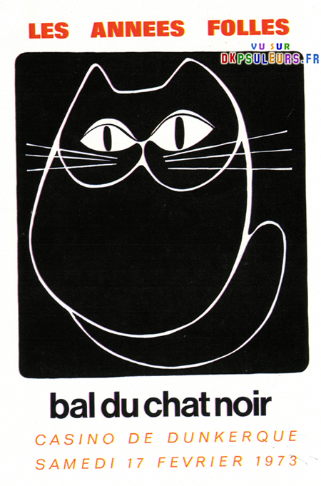 Voici l'affiche du bal du Chat Noir 1973
